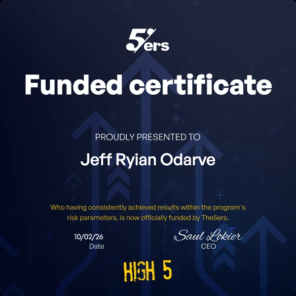 The5ers Funded Trader Certificate — Jeff Ryian Odarve